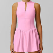 TIMEOFF Women's Sleeveless Sporty Dress - Concealed Zipper, Waist-Dart Pocket, Anti-Exposure - Golf Apparel, Tennis Attire, Workout Athleisure Dresses,summerwins