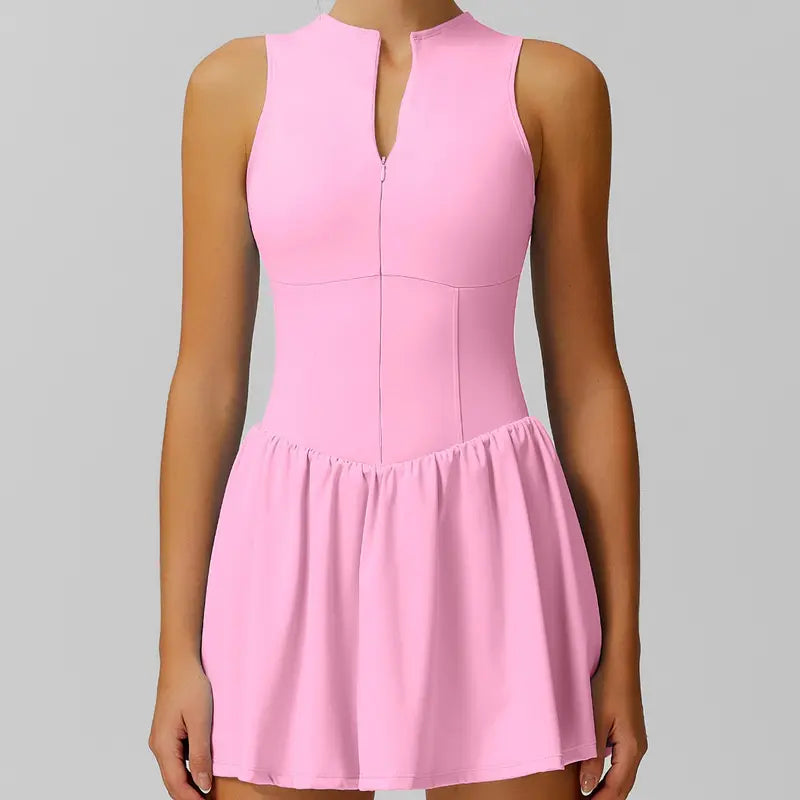 TIMEOFF Women's Sleeveless Sporty Dress - Concealed Zipper, Waist-Dart Pocket, Anti-Exposure - Golf Apparel, Tennis Attire, Workout Athleisure Dresses,summerwins