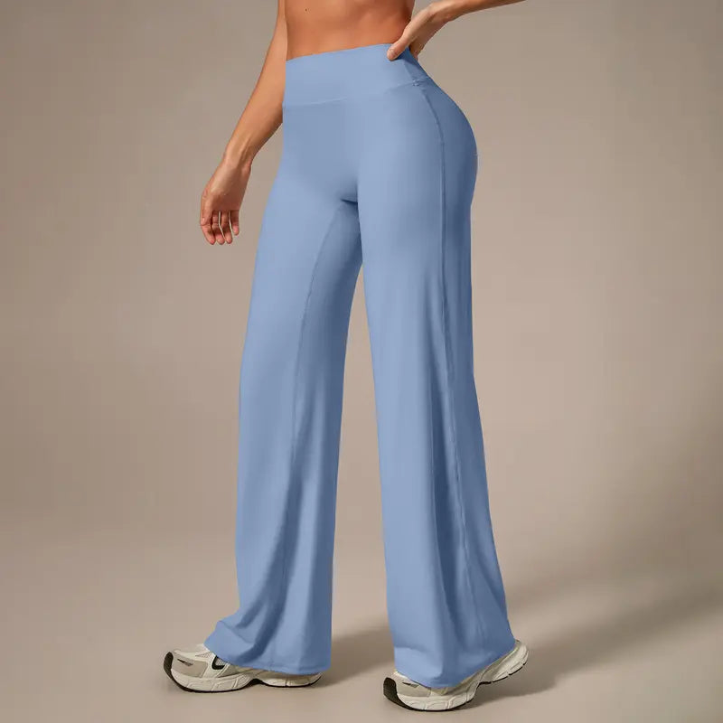 TimeOFF Women's Wide-Leg Pants – High-Waisted, Draped Pant Legs for Comfort & Flattering Fit in Yoga, Workouts & Daily Casual Wear Outfits Chic elastic waist yoga pant gym