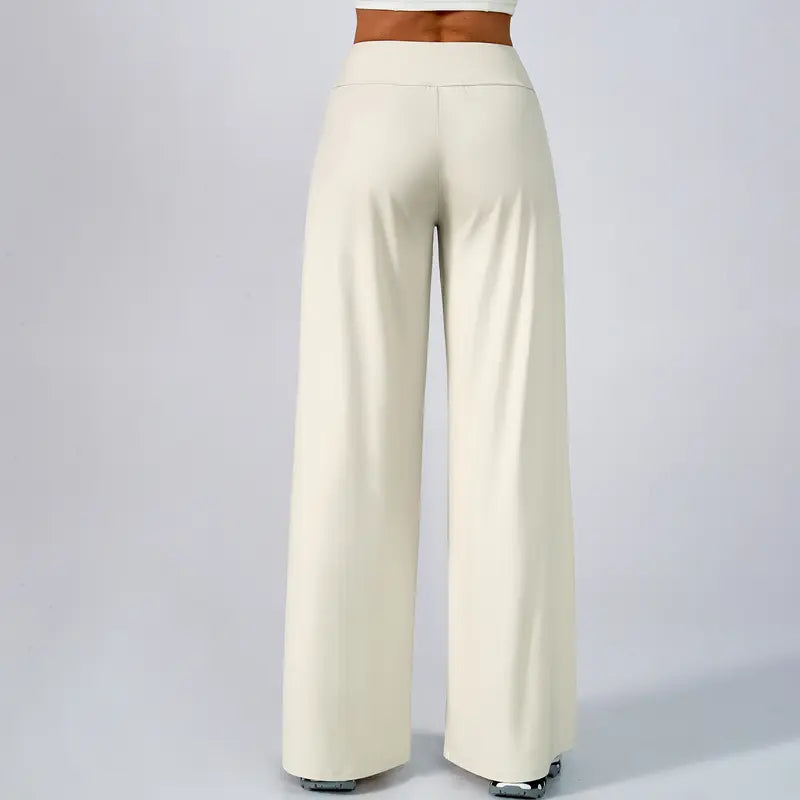 TIMEOFF Women's High Waist Wide Leg Pants, Buttery Soft Stretchy Fabric Workout Clothing with Pockets for Yoga and Casual Wear