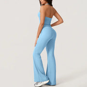 TimeOFFWomen's 2-Piece Activewear Set Deep V-Neck Open-Back Design Stretchy Fabric for Flattering Fit Comfort in Yoga Workouts & Casual Outings Athletic Fashion Fitness Clothes, 2 Piece Sets, Women's 2 Piece Set