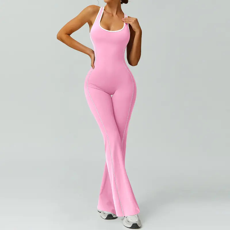 TimeOFF Women's Two-Piece Open-Back Tank & Flared Leggings Set, Lift & Shape Effect, Solves Stylish Support & Flattering Fit Need for Yoga, Fitness Workouts & Active Lifestyle Scenarios,sweatsuits women,loungesetwomen,comfort sweat set