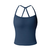 TIMEOFF Women's Strappy Backless Crop Top, Stretchy Form-Fitting Yoga Vest for Fitness and Workout Activewear