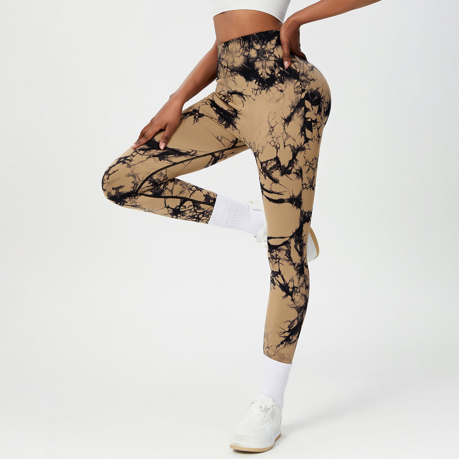 TIMEOFF Pantalones largos tie-dye, cintura alta y levantacaderas