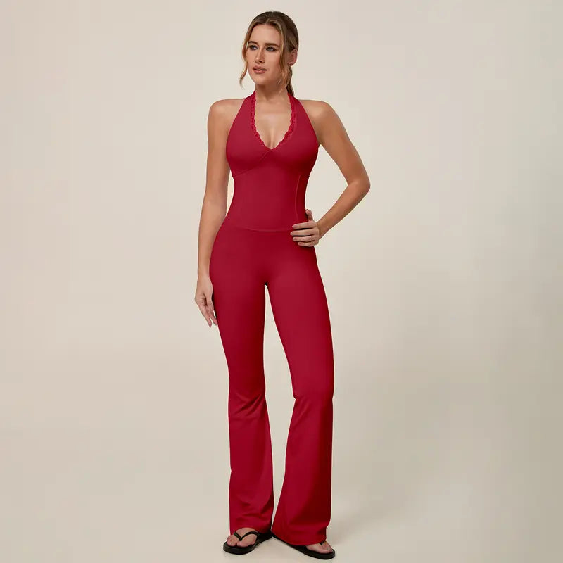 Mono deportivo para mujer con tirantes y espalda descubierta sin mangas