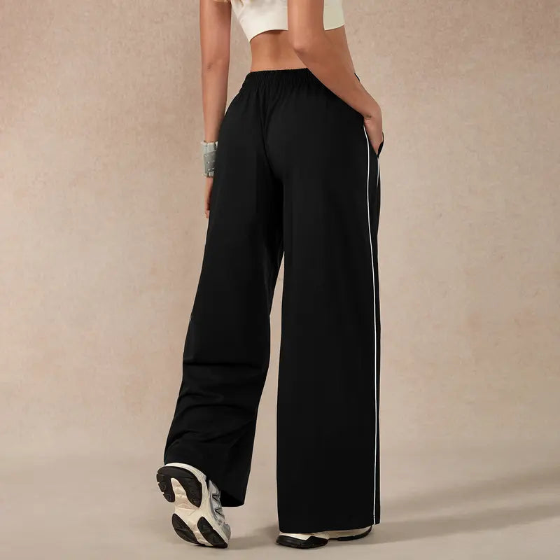 TIMEOFF Women's Baggy Wide-Leg Bottoms - Adjustable Elastic Waist, Pocket Design, Side Trim, Minimalist Workout Pants for Lady, Secure Small Item Storage, Comfortable Relaxed Fit, Ideal for Daily Wear & Post-Yoga Lounging,summerwins,summeroutfits,vacation