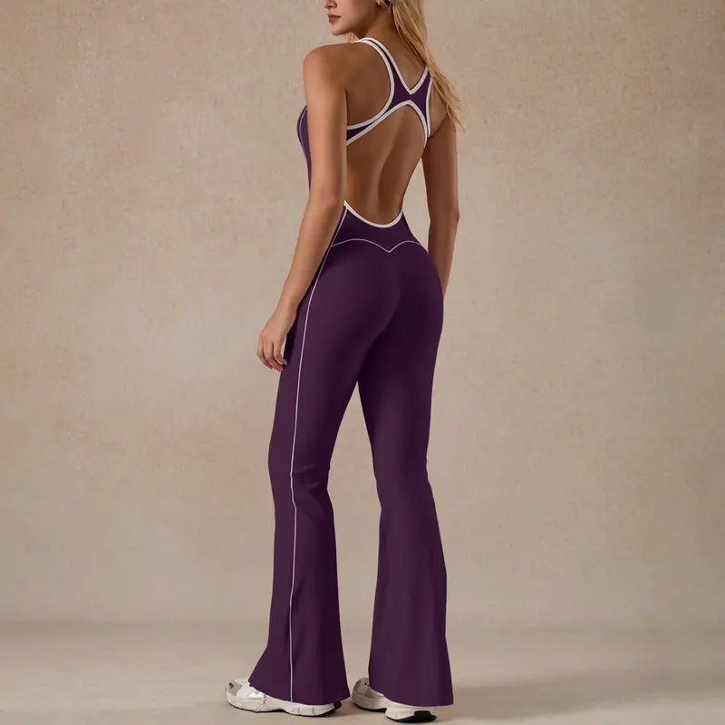 TimeOFF Women's Two-Piece Open-Back Tank & Flared Leggings Set, Lift & Shape Effect, Solves Stylish Support & Flattering Fit Need for Yoga, Fitness Workouts & Active Lifestyle Scenarios,sweatsuits women,loungesetwomen,comfort sweat set