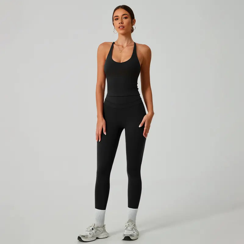 TimeOFF Women's Crisscross Back Tank & High-Waist Butt-Lift Leggings Set , Quick-Dry, Moisture-Wicking , Yoga, Gym & Fitness Workouts , Stylish Activewear for Women,sweatsuit set outfit,comfort sweat set,sweatsuits women,summerwins