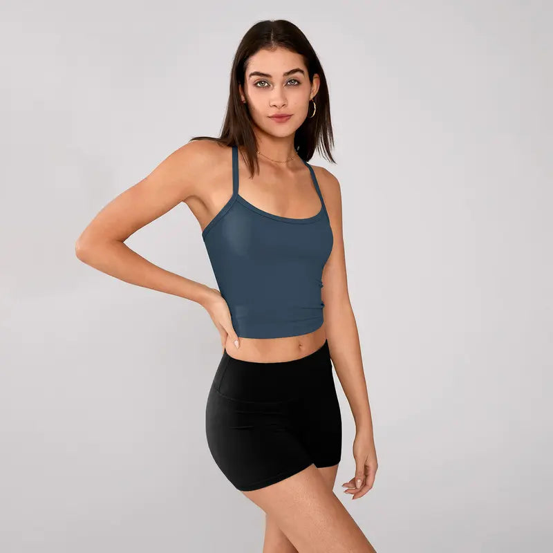 TIMEOFF Women's Strappy Backless Crop Top, Stretchy Form-Fitting Yoga Vest for Fitness and Workout Activewear