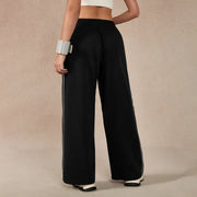 TIMEOFF Women's Baggy Wide-Leg Bottoms - Adjustable Elastic Waist, Pocket Design, Side Trim, Minimalist Workout Pants for Lady, Secure Small Item Storage, Comfortable Relaxed Fit, Ideal for Daily Wear & Post-Yoga Lounging,summerwins,summeroutfits,vacation