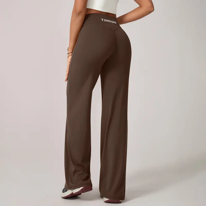 TimeOFF Women's Wide-Leg Pants – High-Waisted, Draped Pant Legs for Comfort & Flattering Fit in Yoga, Workouts & Daily Casual Wear Outfits Chic elastic waist yoga pant gym
