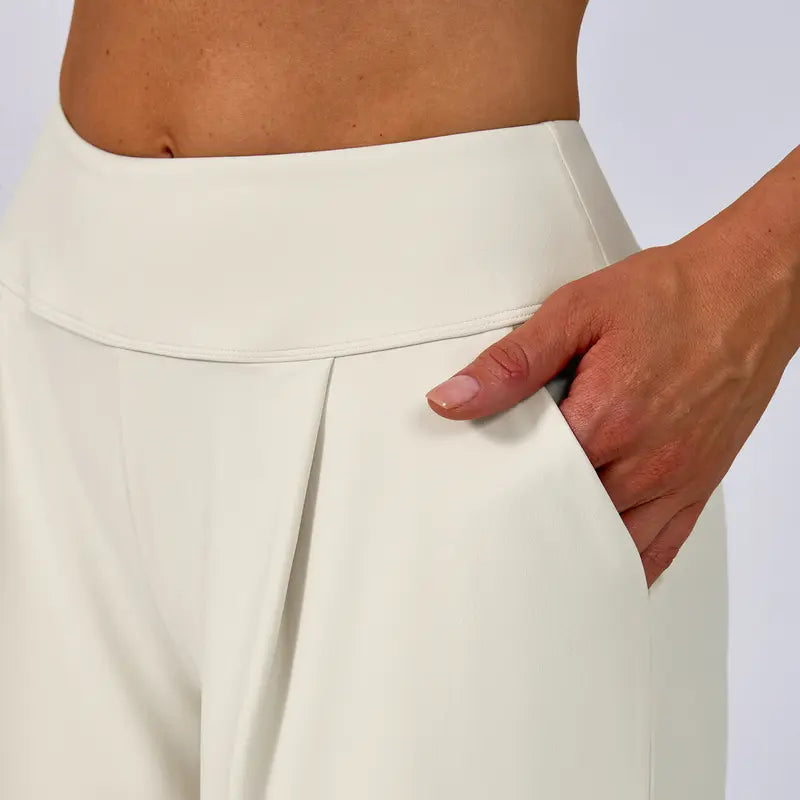 TIMEOFF Women's High Waist Wide Leg Pants, Buttery Soft Stretchy Fabric Workout Clothing with Pockets for Yoga and Casual Wear