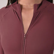 TIMEOFF Women's Long-Sleeve Fleece-Lined Mock-Neck Zip-Up Jumpsuit, Stretchy Body-Sculpting Workout Gym Clothing for Winter Yoga