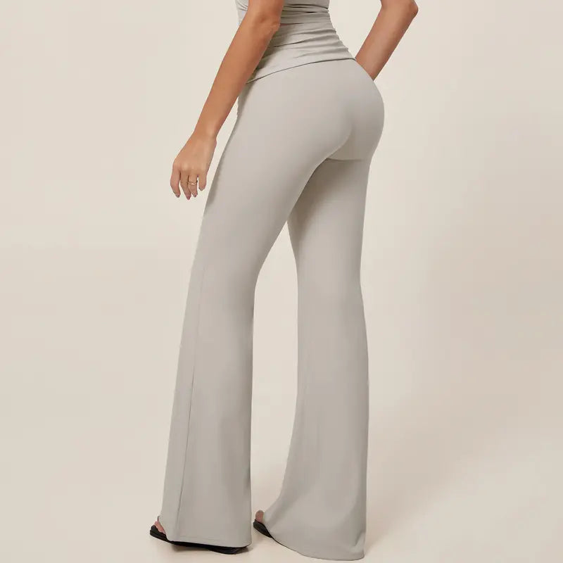 TIMEOFF Women's 2-Piece Yoga Outfits - V-Neck Sleeveless Wrap Crop Workout Top & Fold-Over Dual-Wear Waist Flare Pants, Soft 4-Way Flexible Stretch Fabric, Adjustable Fit Women's Clothes for Pilates, Gym, Set Active
