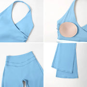 TimeOFFWomen's 2-Piece Activewear Set Deep V-Neck Open-Back Design Stretchy Fabric for Flattering Fit Comfort in Yoga Workouts & Casual Outings Athletic Fashion Fitness Clothes, 2 Piece Sets, Women's 2 Piece Set