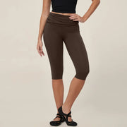 TIMEOFF Women's Fold‑Over Waist Knee‑Length Leggings - Two‑Way Wearable, Butt‑Lifting Design, Stretchy Breathable Fabric | Tummy Control, Non‑Slip, No Ride‑Up | Ideal for Yoga, Gym, Running & Casual Wear