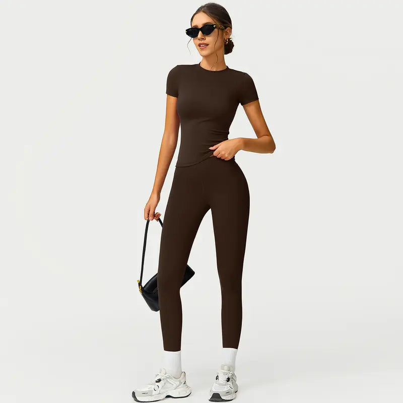 Mujeres Traje sin costuras manga corta pantalones