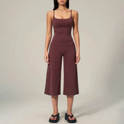 TIMEOFF Women's 2‑Piece Adjustable Strap Workout Set - V‑Shape Back Cami & High Waist Cropped Wide Leg Capris, Stretchy Breathable Fabric, 5 Colors | Waist Shaping, Tummy Control, Non‑Restrictive Fit | Ideal for Yoga, Casual Wear & Daily Loungewear
